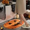 Halloween Welcome Doormat Half Circle Spider-Web Bat Skull Pumpkin Shape Floor Mat Non-Slip Entrance Mat for Front Door Porch Home Decoration