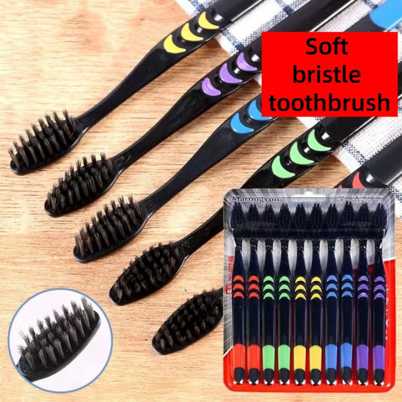 

YS00146-10pcs soft bristle toothbrush adult charcoal teeth deep cleaning home wool toothbrush