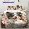 Border Collie Muster Bettwäsche Heimdekoration Geburtstagsgeschenk (1 Bettbezug + 2 Kissenbezüge, ohne Füllung)