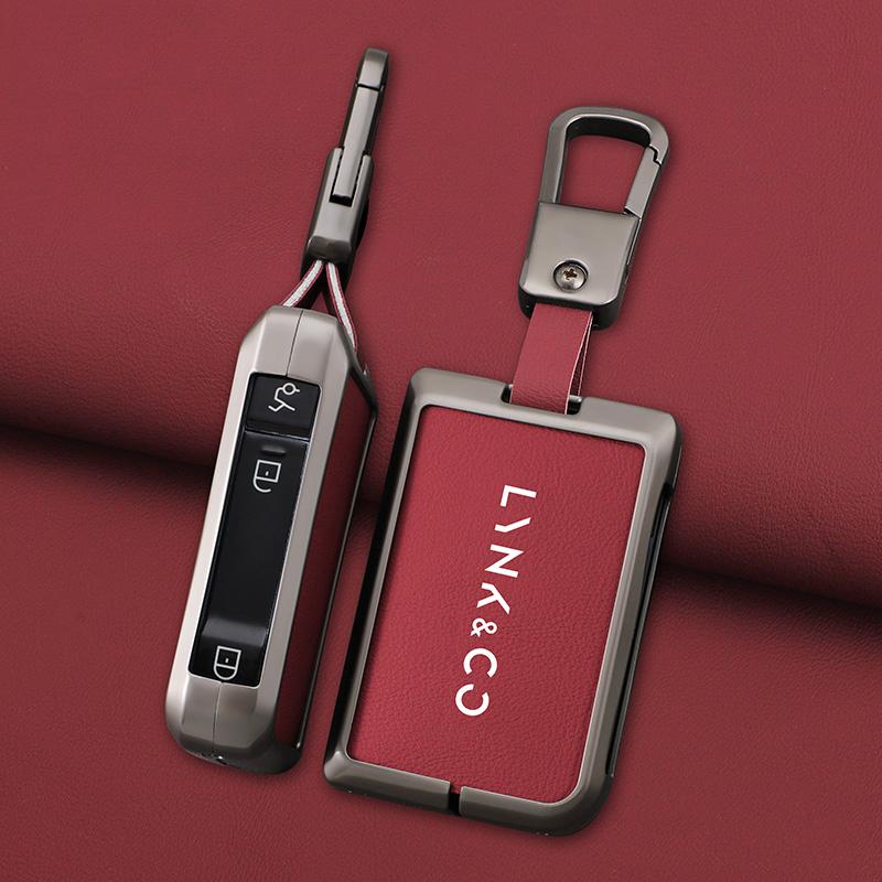 Zinc Alloy Leather Car Key Fob Case For Lynk&Co 05 01 02 03 06 Key Case Car Key Fob Case Keyless Accessories
