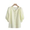 2025 Summer Women's Fashionable Loose V-Neck Short Sleeve Cardigan Top
