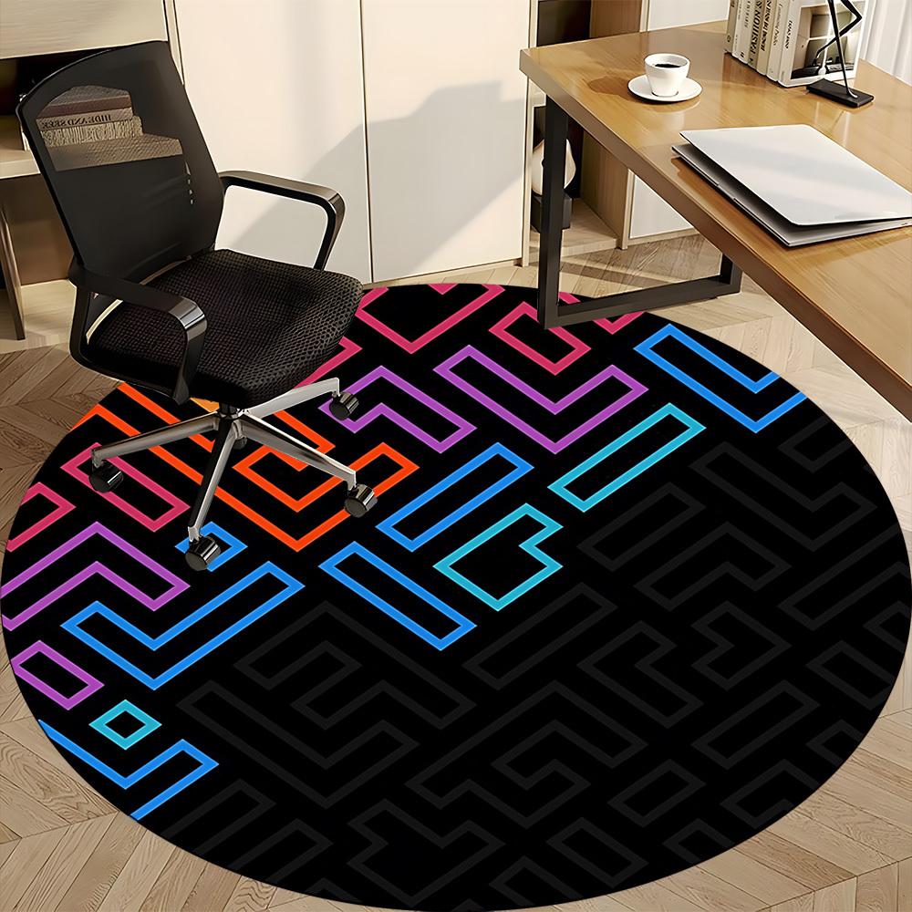 1pc Geometric Design Chair Carpet for Office, Round Non-Slip Durable Large Size Office Carpet, Suitable for Office, Beautiful Decoration