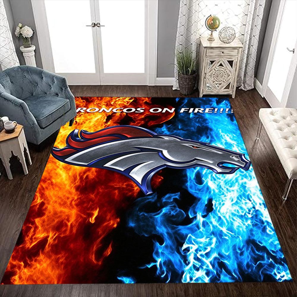 Denver Broncos Logo Floor Rug Office Rug Design For Decorate Room Hallway Outdoor Dining Room Antislip Carpet Decorate Offices Best For Christmas