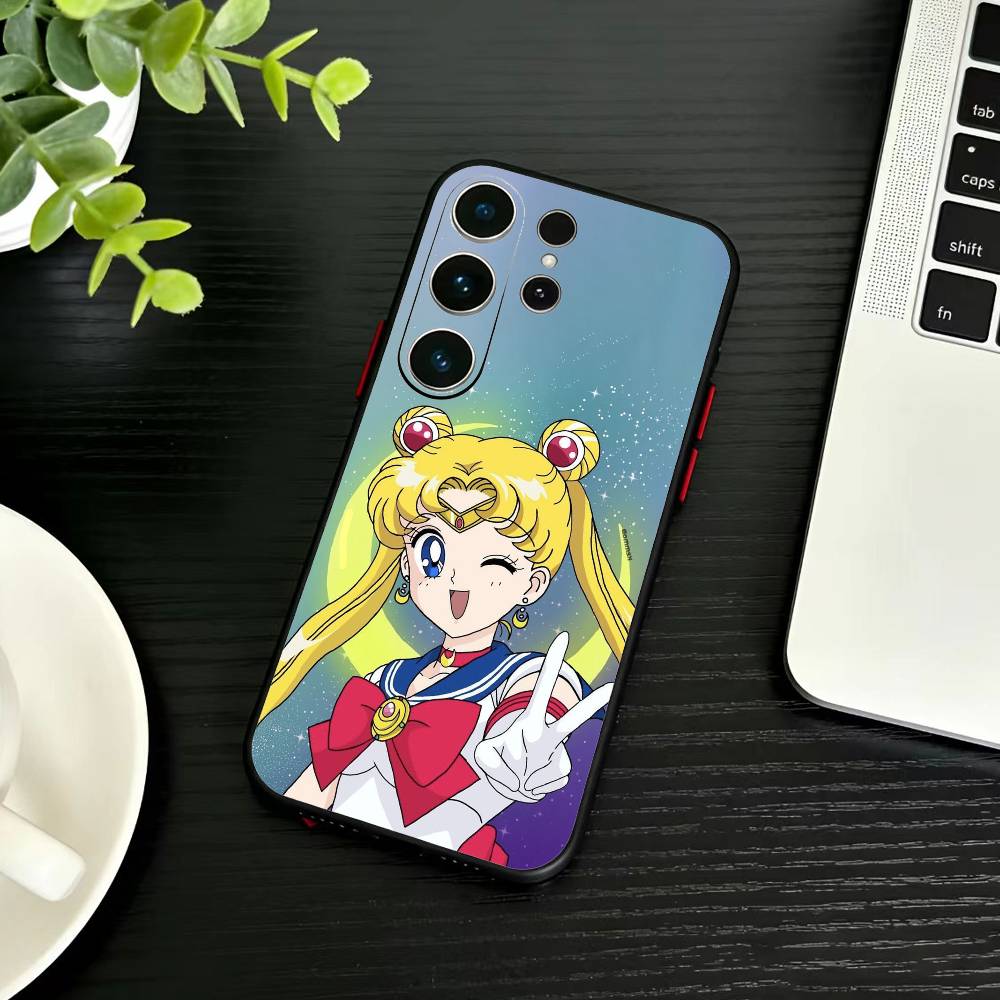 Cartoon G-Sailor M-Moons Phone Case For Samsung S26,S25,S24,S23,S22,S21,S20,S30,Ultra,Plus,Fe,Note,5G Black Cover