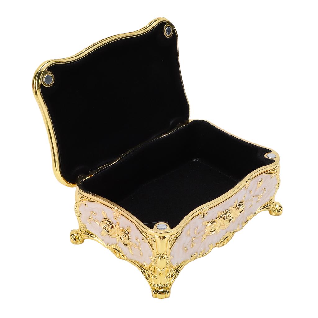 Decorative Jewelry Box with Rose Pattern Vintage Trinket Organizer Box Case for Ring Earrings Necklaces