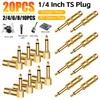 20-1PC Gold Plated Straight Head 90° Elbow Plug Audio 1/4 Inch TS Plug Audio DIY TS Mono Male Solder Jack Connector Micro Cord