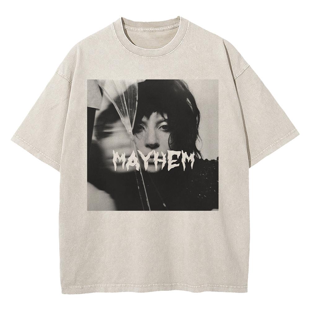 Vintage Washed Lady Gaga The Mayhem Ball Tour  T Shirt Fashion MenWomen Aesthetic High Quality Acid Wash  Cotton Tees