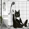 Black Cat Shower Curtain, Bathroom Decorative Shower Curtain, Waterproof Shower Curtain with Hooks