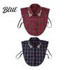Elegant Detachable Collar Women Plaid Fake Red Blue Christmas Fashion