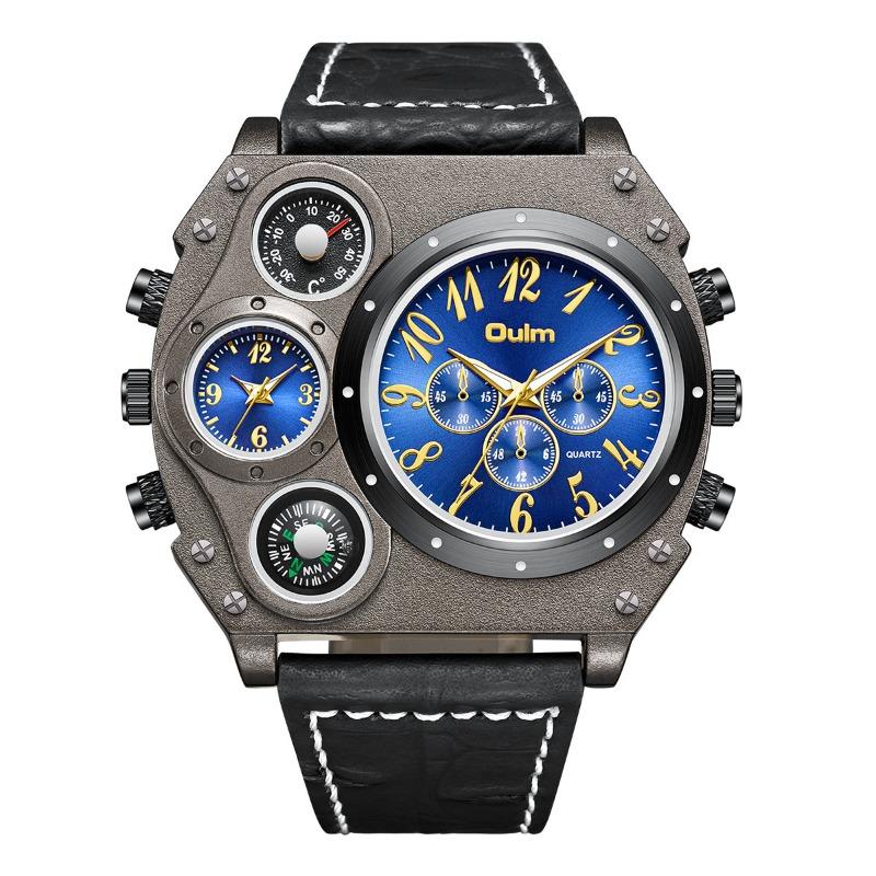 New Large Dial Multi-Time Zone Men's Watch Quartz Watch Men's Watch Personalized Casual Compass Watch