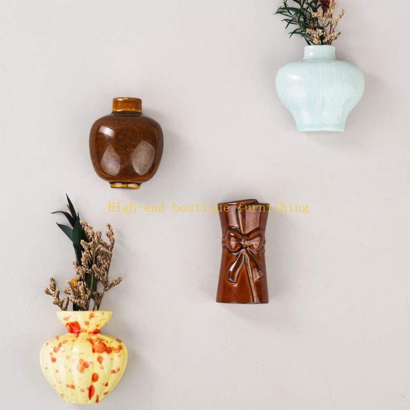 

4 Piece Ceramic Vase Decorations Miniature Flower Pot For Refrigerator China Mainland