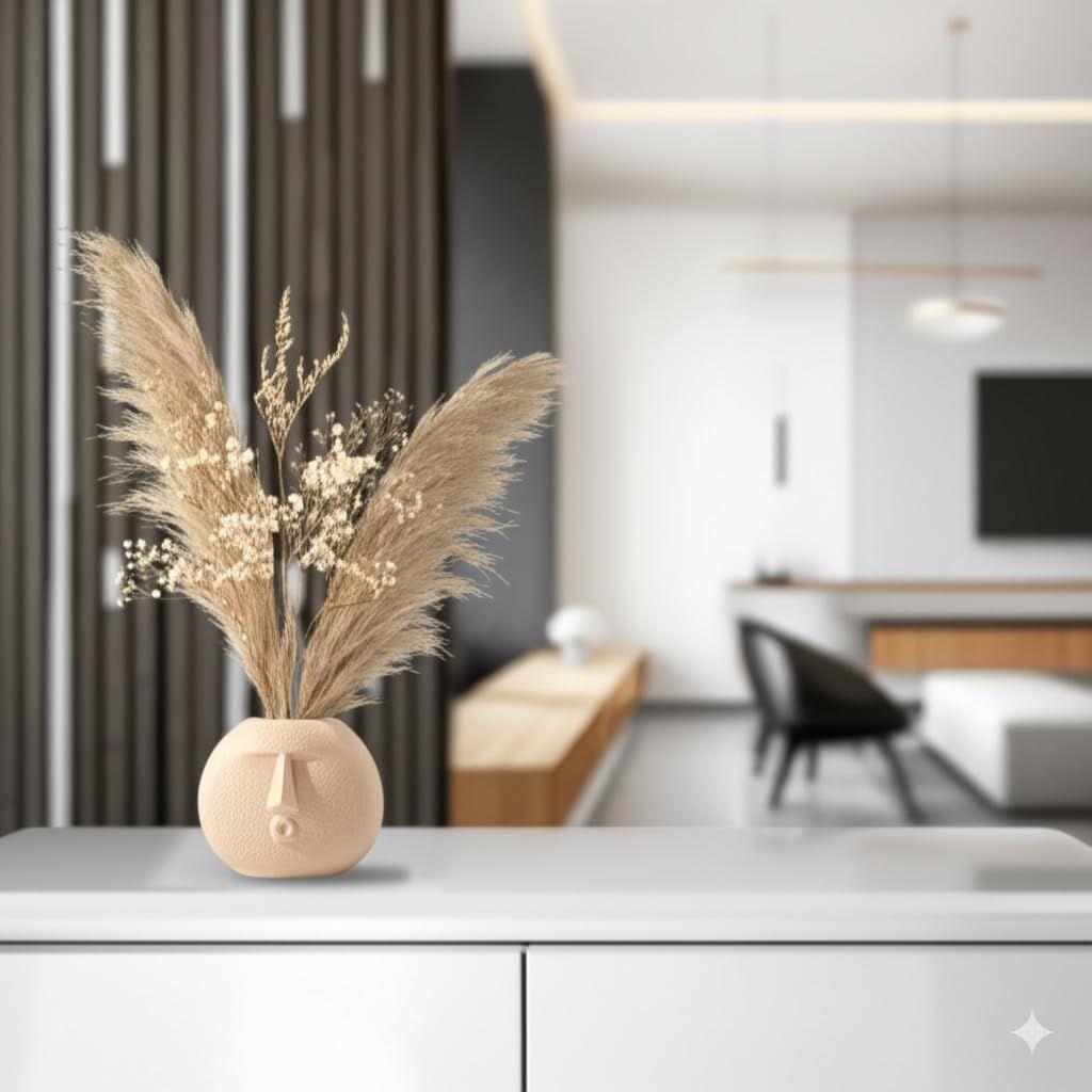 Ceramic Smiling Face Vase - Modern Decorative Sculpture for Home and Office Decor | Office or Living Room (Cheerful Face)