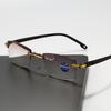 1 Pair Rimless Reading Glasses Anti Blue Light Bifocal Far Near Magnification Eyewear for Men Women +1.0 +1.5
