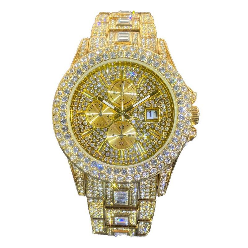 MISSFOX Mens Watch Full Calendar Quartz Wristwatch Hip Hop Style Fashion