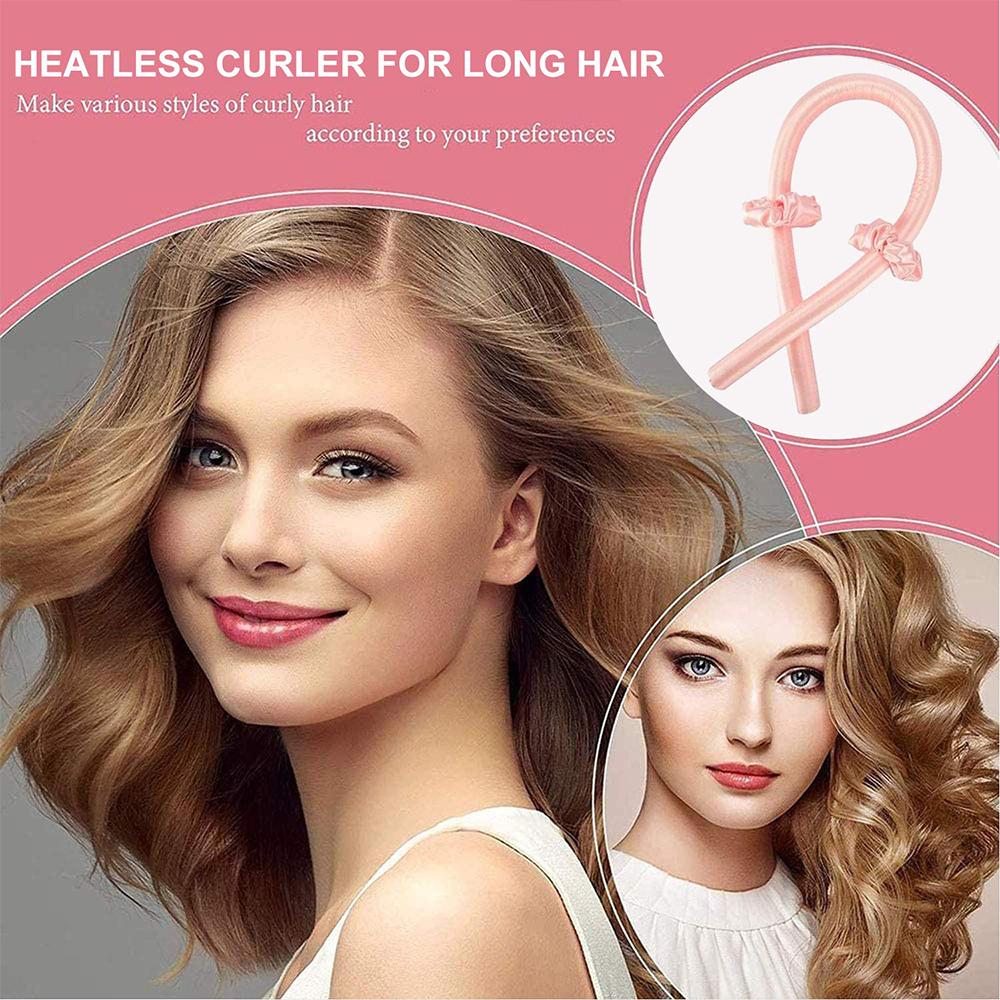 Professional Hot Rubber Satin Curler Sponge Curling Rod Headband Mulberry Silk Hair Curler Set розовый