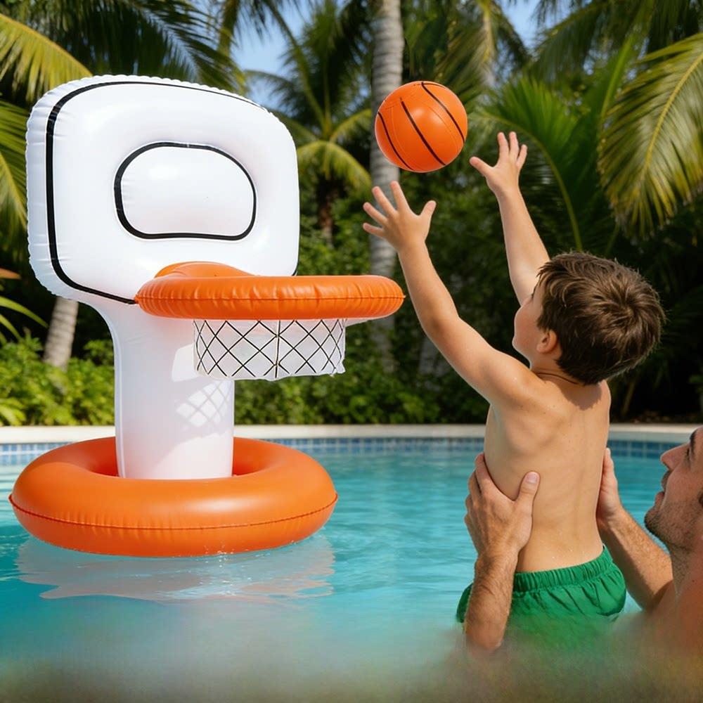 Inflatable Floating Basketball Hoop Swimming Pool Game Toys Thick PVC Water Play Set for Kids Adults Summer Beach Party Outdoor