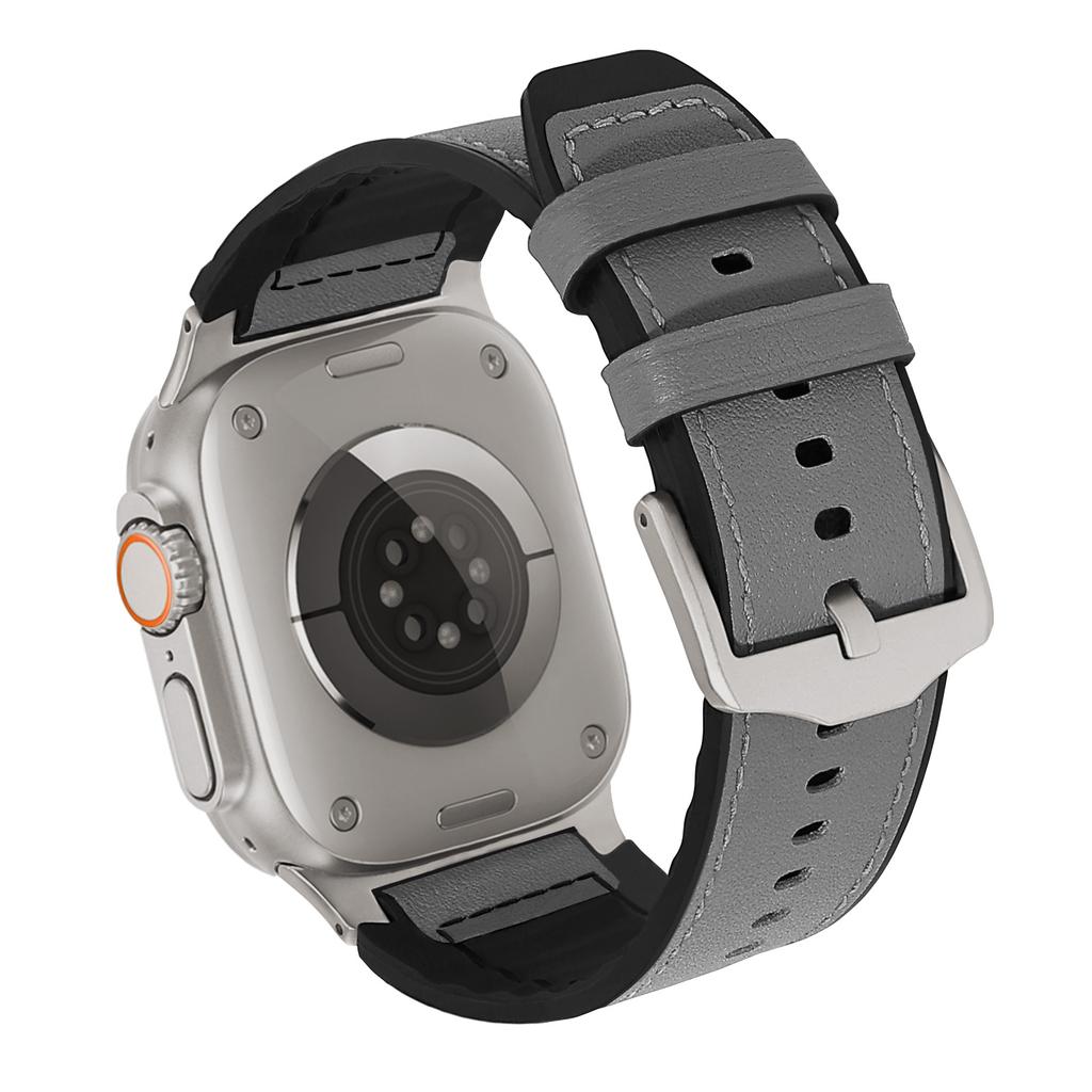 Wrist Strap for Apple Watch Series 10 Ultra 9 8 7 SE 6 5 4 3 2 1 46mm 49mm 45mm 44mm 42mm Silicone+Leather Covered Watch Band