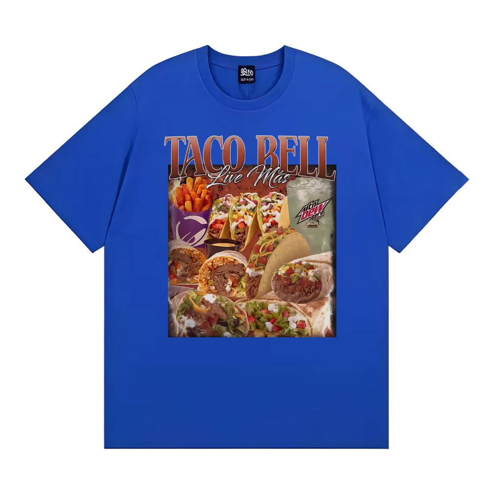 T-shirt Unisex in Cotone Stile Vintage Anni '90 Taco Bell Uomo Donna Moda Streetwear Magliette Casual Cotone Manica Corta Top
