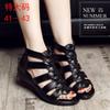 Summer Roman Genuine Leather Sandals Wedge Open Toe Fish Mouth Sandals Large Size Sandalias Mujer Verano Femmes Été C994