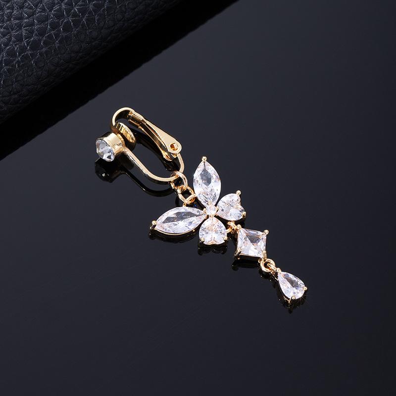 Color Zircon Spiral Piercing Navel Nail Color Butterfly Wind Navel Clip Rabbit Navel Buckle