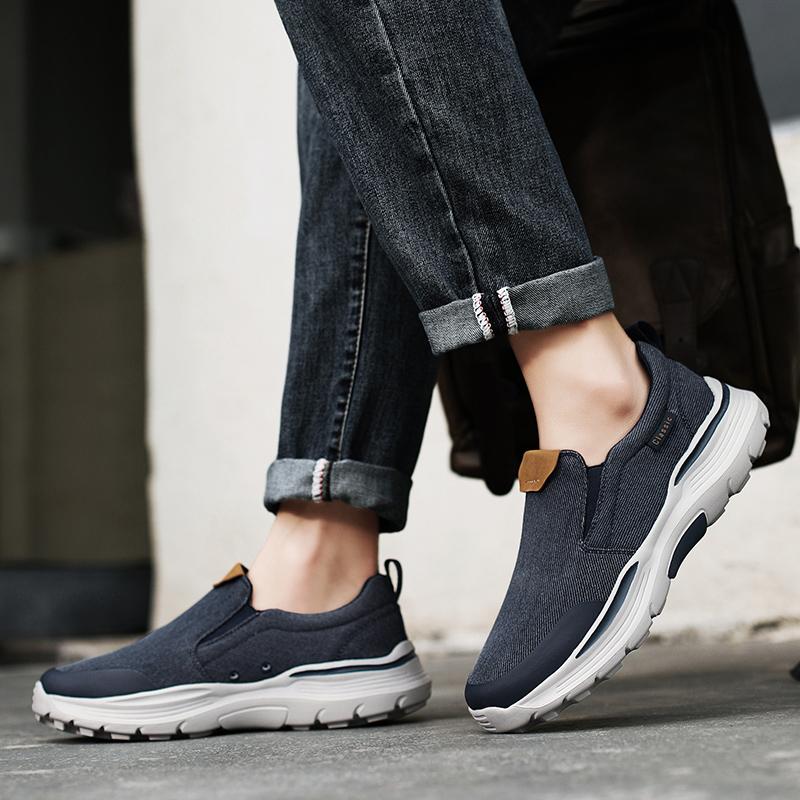 Men’s Outdoor Canvas Shoes Sneakers Driving Shoes Casual Slip on Wide Head Shoes for Farther Plus Size