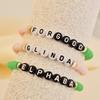 Personalized Colorful Polymer Clay Letter Bead Bracelet Set - Elastic Friendship Trio