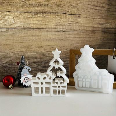 Hollow Gifts Christmas Tree Ornaments Silicone Mold DIY Handmade Christmas Tree Gift Cement Plaster Home Decor