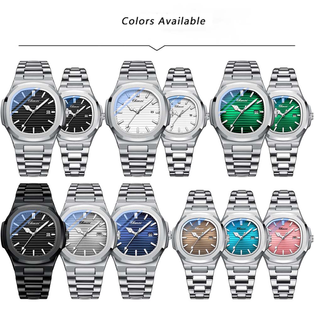 CHENXI Paar Uhr Luxus Business Herren Quarz Datum Armbanduhren Wasserdicht Leuchtende Quarz Uhr für Herren & Damen