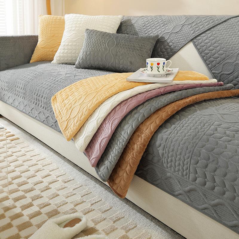 Affordable Luxury Style Plush Sofa Cushion Winter Cover Armrest Cover Towel Backrest Cover Towel Non-Slip Seat Cushions