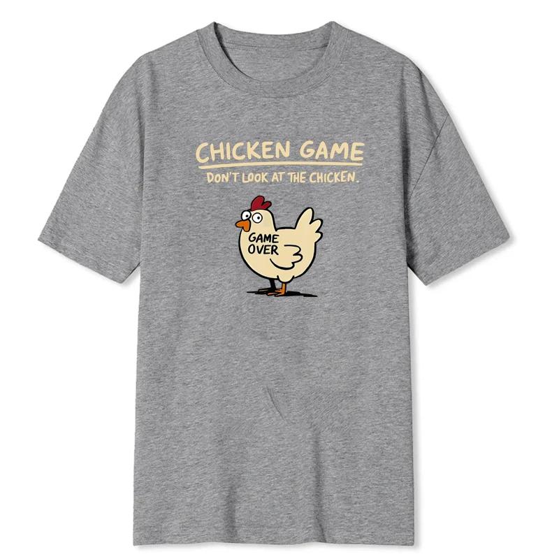 Summer Round Neck Fashionable Casual Pure Cotton Chicken Pattern Short Sleeved Men's T-shirts