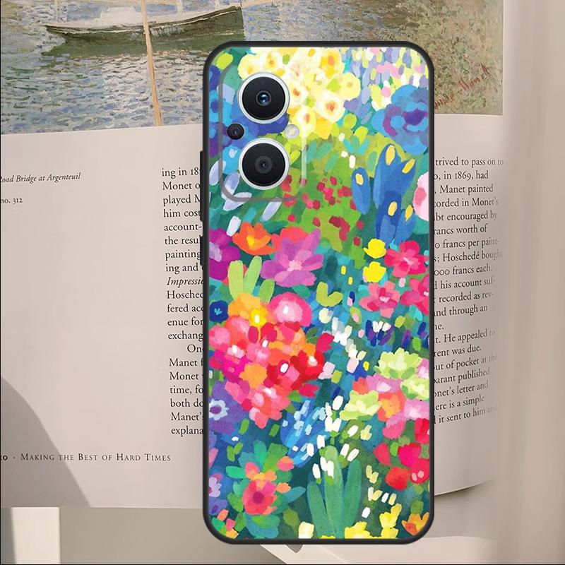 Buntes Blumenmalerei Kunst Cover Für OPPO Reno 12F 11F 13F 14F 10 11 12 13 14 Pro 8 Lite OPPO Find X9 X6 X5 X8 Pro Hülle