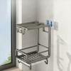 Multifunctional Wall-mounted Dishcloth Rack Countertop Space Saving Sink Drain Rack 2 Layers Organize Shelf Sink Area