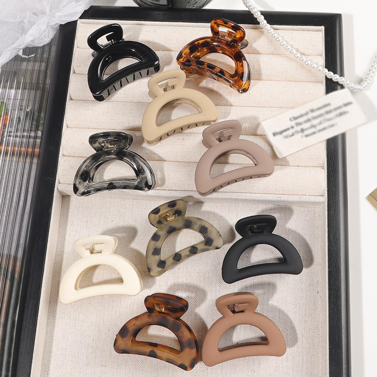 

10 шт. матовых заколок-крабов с леопардовым принтом в виде сердца, простые заколки для волос в виде полукруга в виде акулы, элегантные аксессуары для волос для женщин