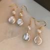 New Arrival Trendy Natural Baroque Button Freshwater Pearl 14K Gold Filled Female Tassels Drop Earrings Anti Allergy Gifts
