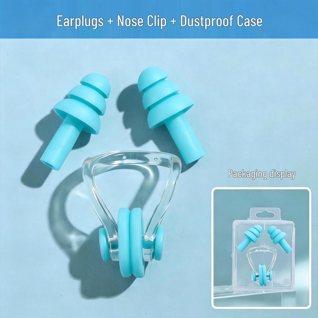 Diving Nose Clip & Earplug Set for Adults & Kids - Professional Silicone Waterproof Swimming Gear