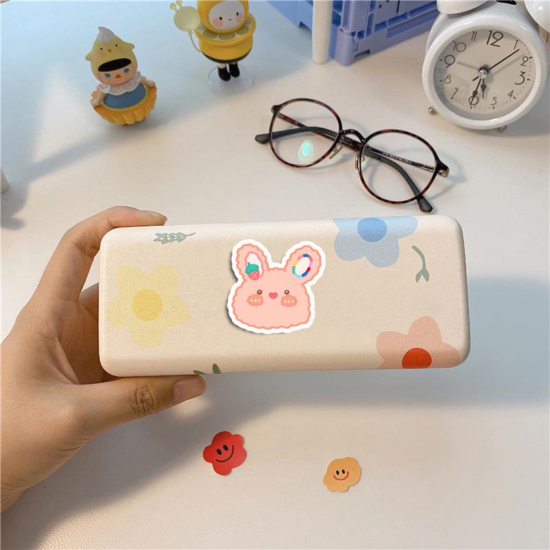 Waterproof Cute Bear & Rabbit Emoji Planner Stickers, Pink Series, for Phone Case & Water Bottle Decoration, Traceless Design