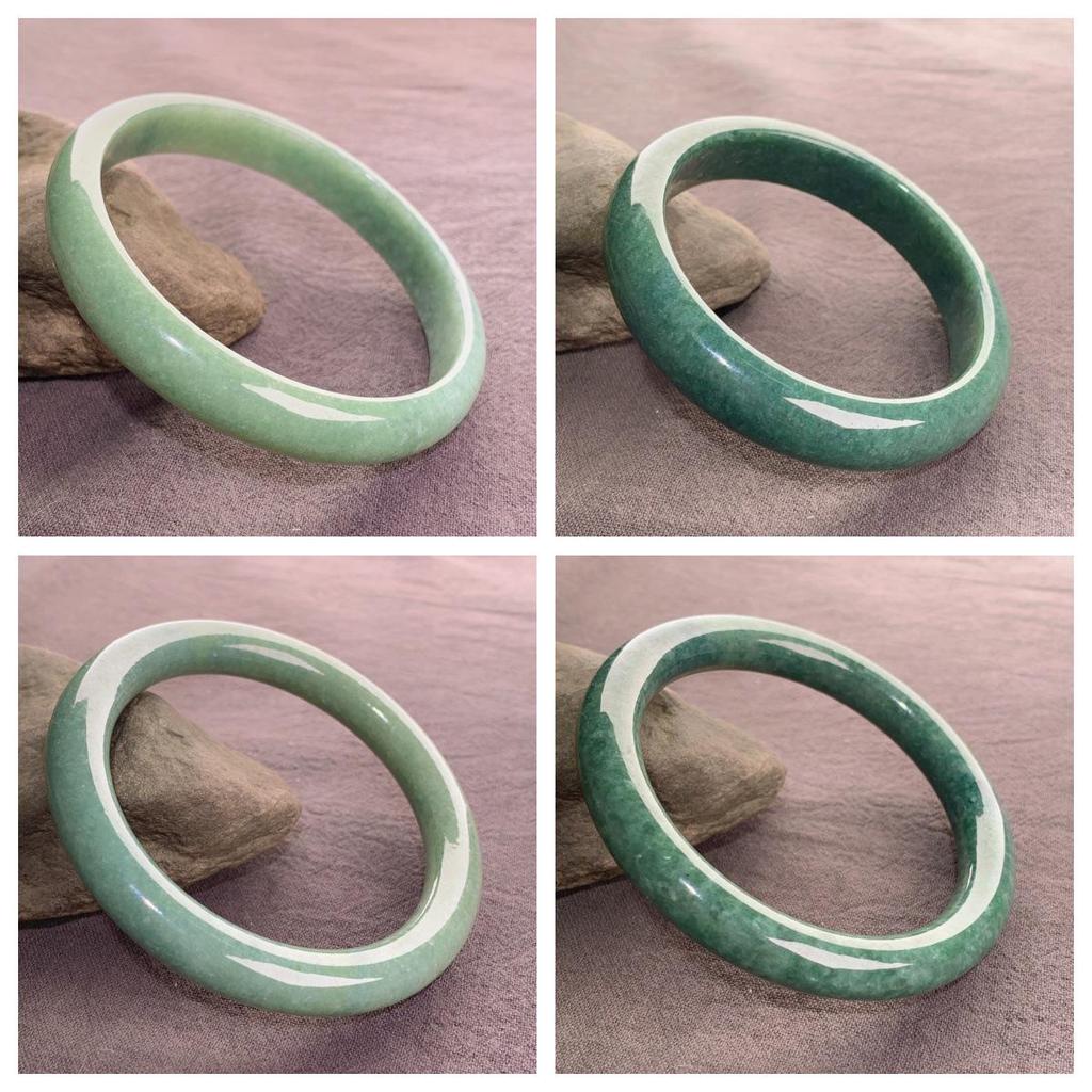 Natural A-Grade Burmese Jadeite Bangle, Round Bar, Bean and Apple Green Jade Jewelry.