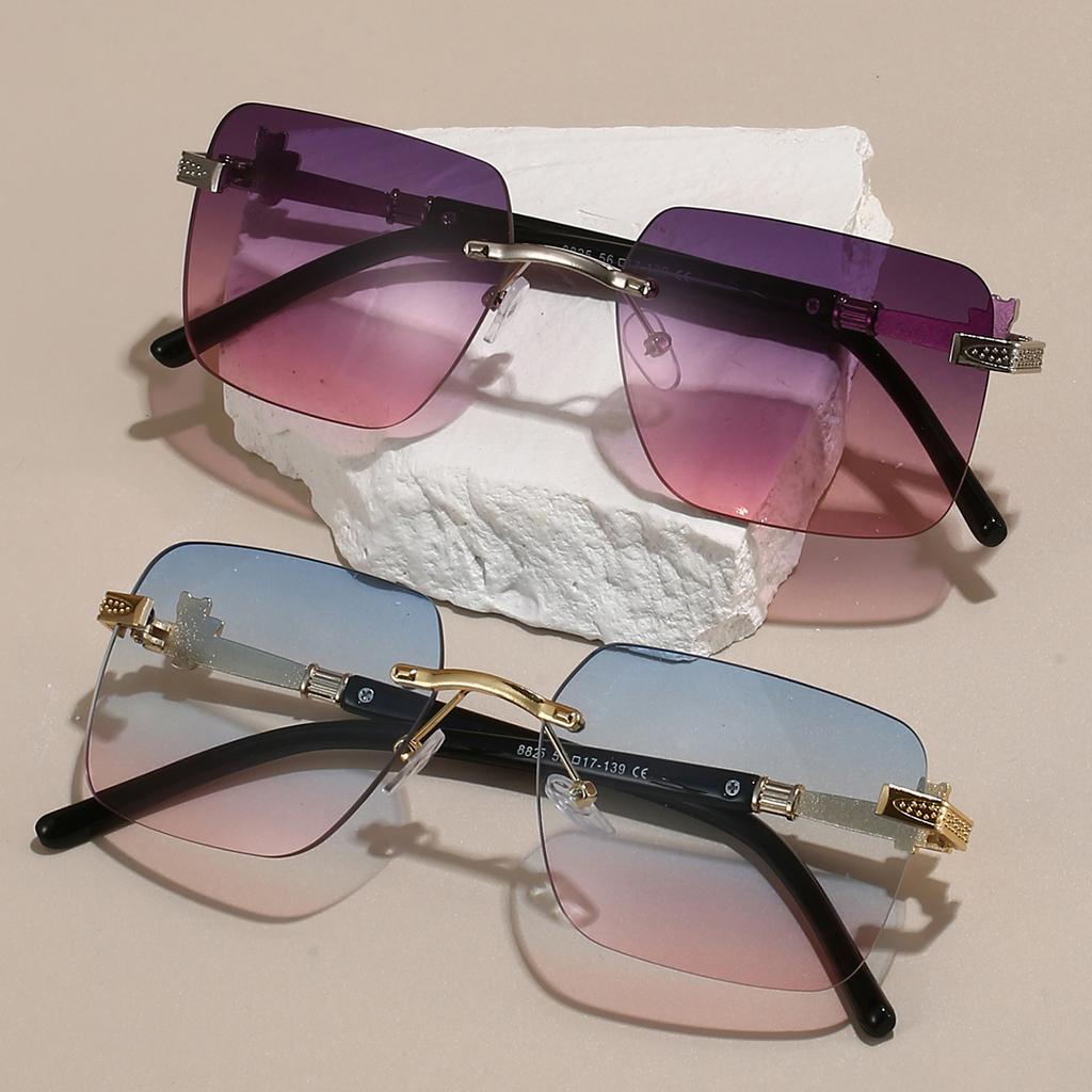 Rimless Square Sunglasses New Fashion Vintage Style Gradient Multi-color Sun Glasses Trendy Stylish Brand Design Shades