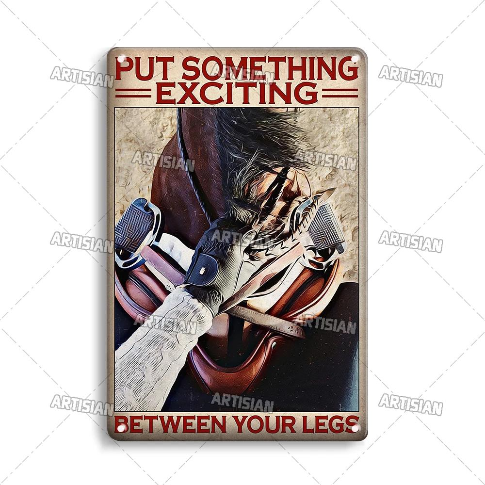 ARTISAN Verwittertes Mädchen und Pferd Kunst Metallposter Vintage Wandplatte Klassischer Sport Metallplakette Bar Café Garage Wanddekor Schild