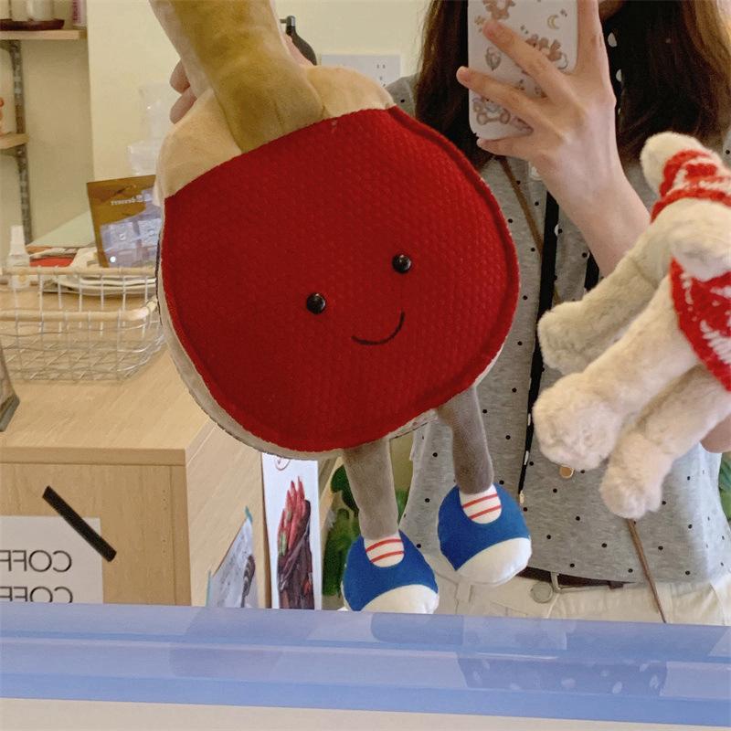 Creative Simulation Table Tennis Racket Pillow Plush Toy Puppet Doll