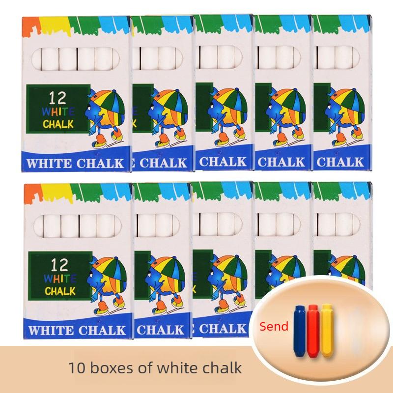 12 PCS Dustless Chalk Colored / White Non-Toxic Dust-Free Vibrant Blackboard Kids Teachers Stationery Office School Supplies
