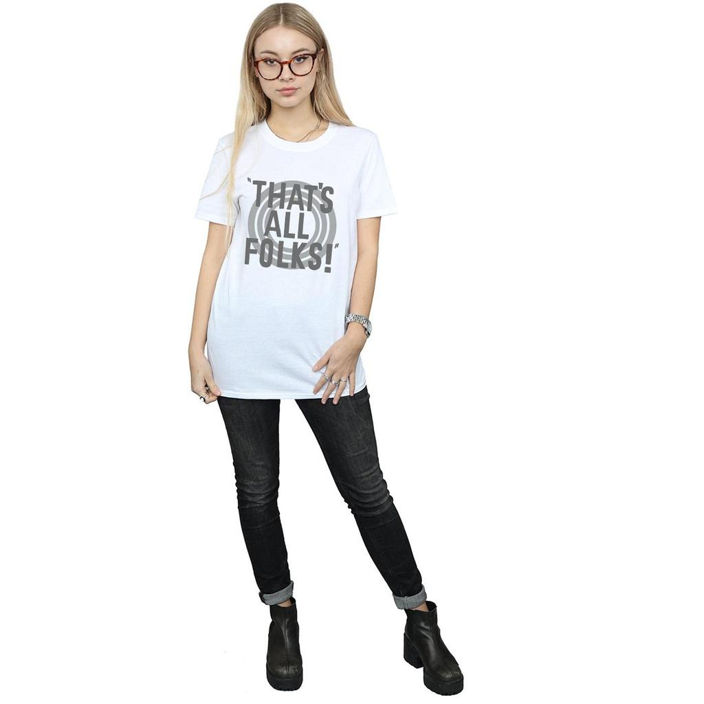 Looney Tunes Womens/Ladies That´s All Folks Text Cotton Boyfriend T-Shirt
