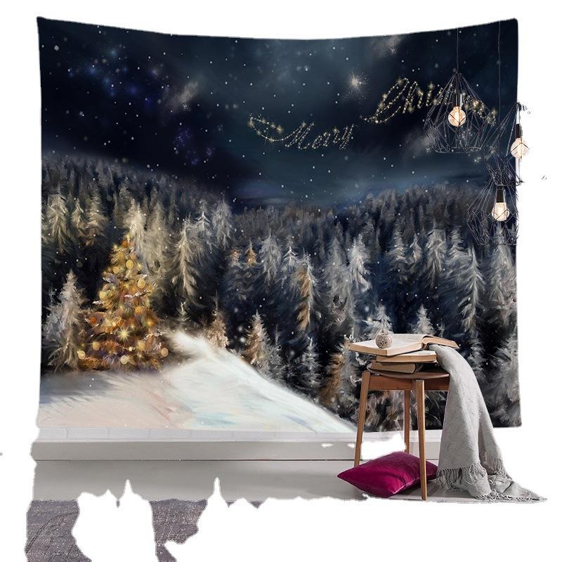 Nordic Christmas Tapestry Watercolor Christmas Tree Print Bedside Hanging Cloth Bedroom Background Cloth
