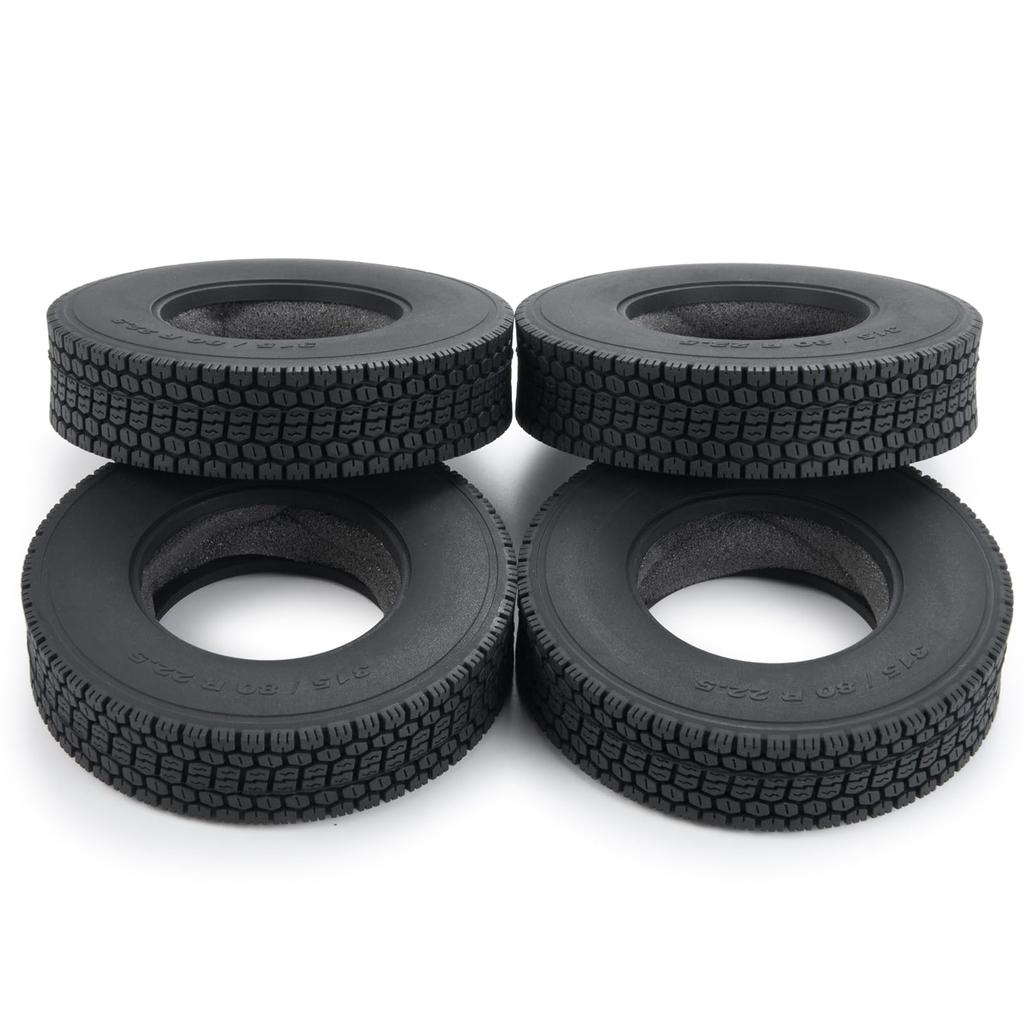 TRZX RC Rubber Tires Wheels Tires for 1/14 Tamiya Tractor Truck Trailer Upgrade Parts (4pcs 22mm)