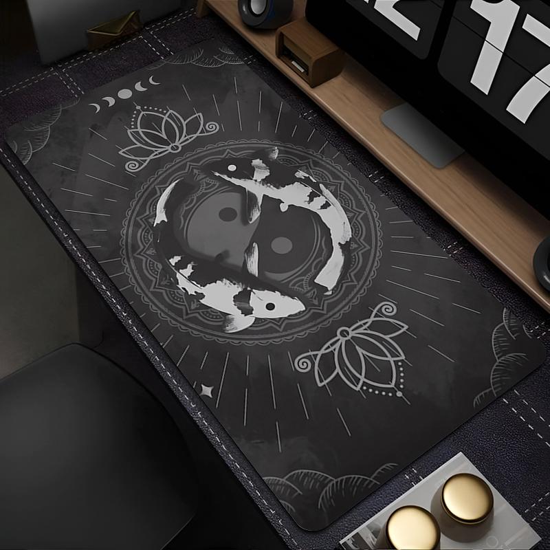 Gaming Mouse Pad with Stitched Edge Non-Slip Rubber Base Koi Fish Extended Desk Mat Keyboard Mousepad for Office Home Computer