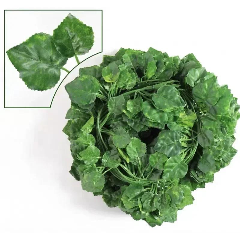 2/100M Silk Leaves Fake Creeper Green Leaf Ivy String for Home Decor Hanging Garland Artificial Plants Wedding Decoration