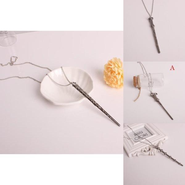 Elegant Magic Wand Pendant Necklace For Men Women Unique Alloy Jewelry Design