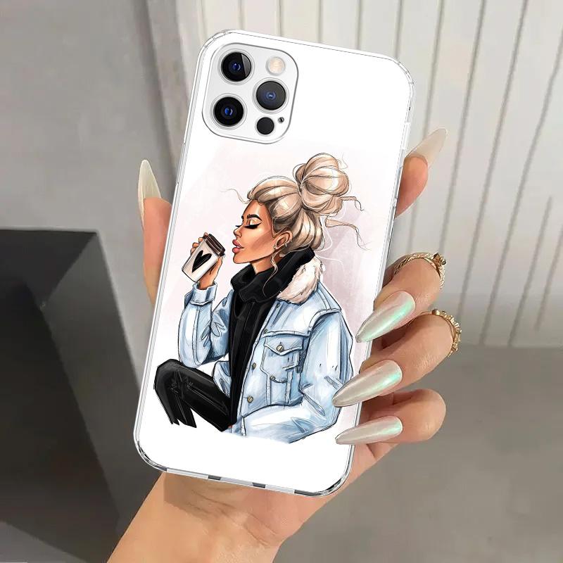 Girl Boss Female Coffee Phone Case for Iphone 17 Air 16 15 Plus 14 13 Mini 12 11 Pro Max 16E 7 8 SE 2020 Soft Funda Print Shell