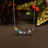 Dopamine Rainbow Moissanite Necklace: Sterling Silver Gold-Plated Clavicle Chain