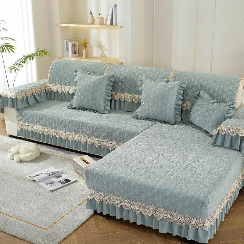 Winter Non-Slip Cushion European Style Skirt Sofa Cover 2022 New Thickened Cover Cloth Plush Sofa Cushion